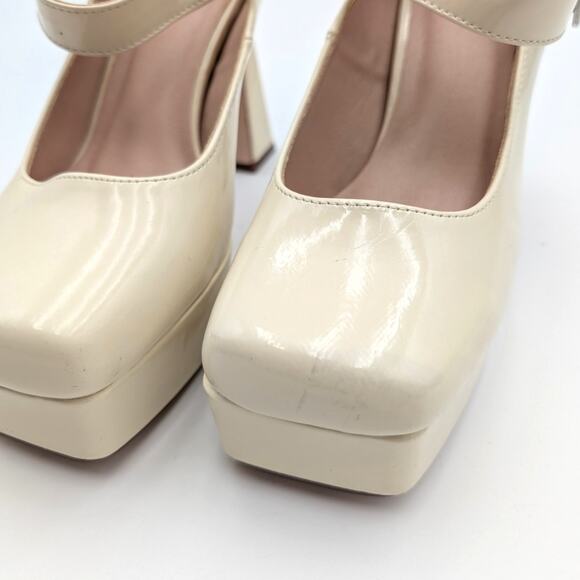 Chase & Chloe Mary Jane Platform Pump Square Toe Women's Beige Size US10 EU40.5 - Picture 12 of 12